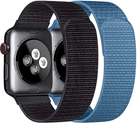 Nylon Loop Bands Compatible with Apple Watch Band 38mm 40mm 42mm 44mm Adjustable Soft Lightweight Breathable Replacement Band for iWatch Series 5 4 3 2 1