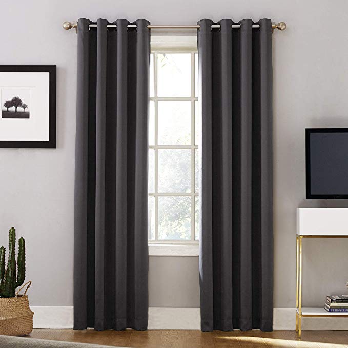 Sun Zero Oslo Theater Grade Extreme 100% Blackout Grommet Curtain Panel, 52" x 95", Coal