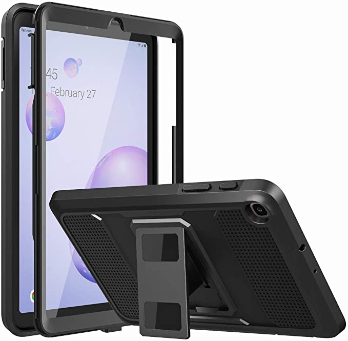 MoKo Case Fit Samsung Galaxy Tab A 8.4" 2020, Shockproof Full Body Rugged Stand Back Cover Built-in Screen Protector fit Galaxy Tab A 8.4 2020 Model SM-T307 (Verizon/T-Mobile/Sprint) - Black