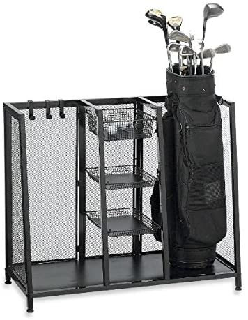 Sturdy and Durable Metal Two Bag Golf Organizer Rack