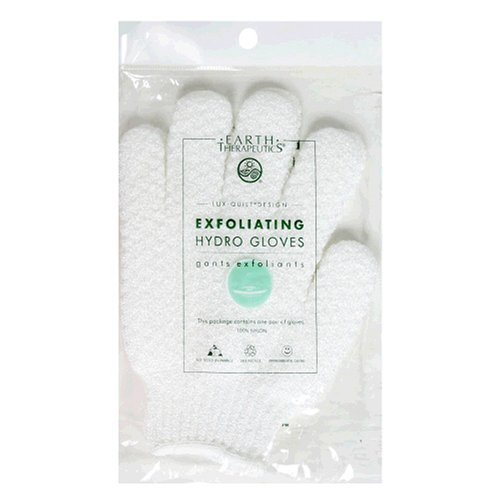 Earth Therapeutics Hydro Exfoliating Gloves, White, 1 Pair