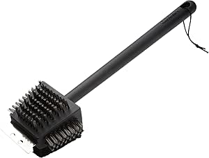 Cuisinart CCB-4125 4-in-1 Grill Cleaning Brush with Stainless Steel Wire Bristles - Scour Pad - Grill Scraper - 13" Handle Length