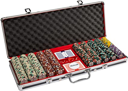 Claysmith Gaming 500ct Showdown Poker Chip Set in Black Aluminum Carry Case, 13.5-Gram Heavyweight Clay Composite