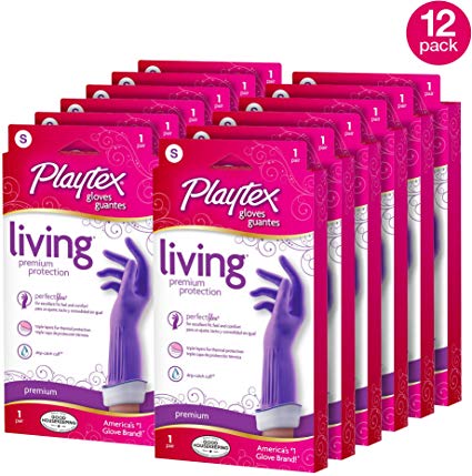 Playtex Living Reuseable Rubber Cleaning Gloves, Premium Protection (Small, Pack - 12)