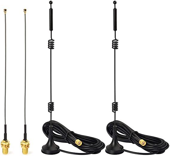 Bingfu 2 Set WiFi Antenne, 2,4/5,8 GHz 9dBi Magnetfuß RP-SMA Stecker Antenne, 15cm IPEX IPX U.FL auf RP-SMA Buchse Kabel Kompatibel mit Intel Fenvi Wireless Mini PCI Express PCIE-Netzwerkkartenadapter