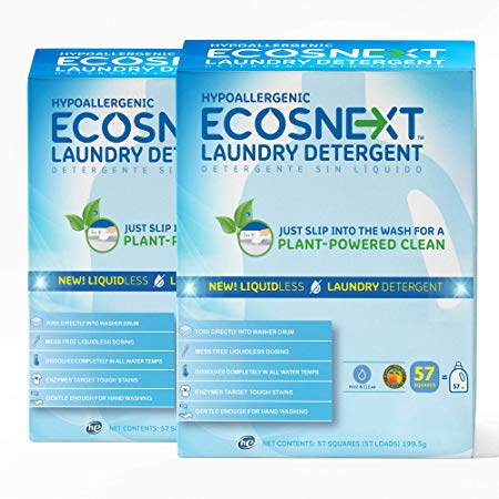 ECOSNext™ Liquidless Laundry Detergent Squares, Free & Clear, 114 Loads (57 Count, 2 Pack)