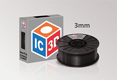 IC3D 3mm PLA 3D Printer Filament 2lb Black - MADE IN USA
