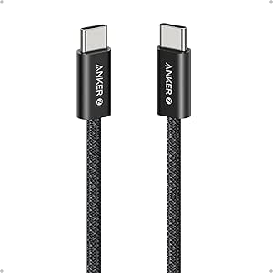 Anker Zolo USB C to USB C Cable, Braided and Dirt-Free Type C Fast Charging Cable, Slim Connector, for iPhone 16 Series, MacBook (240W) (Black, 3ft)