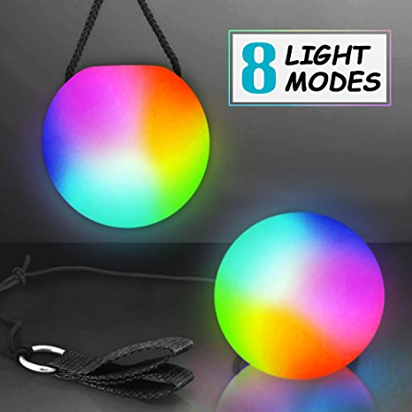 Wanby 1 Pair Poi LED Thrown Balls for Professional Hip-hop,Belly Dance Level Hand Props for Kids Gift (Multi-colored)