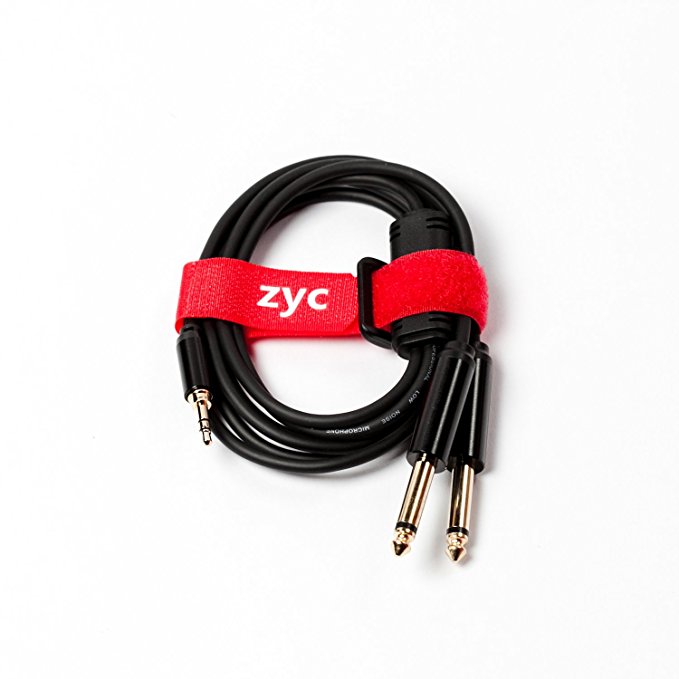 ZYC 3.5mm 1/8" Male TRS to Dual 6.35mm 1/4" Male TS Mono Y-Cable Splitter Cord for iPhone, iPod, Laptop,Power Amplifier,Microphone and Guitar(5 Feet)
