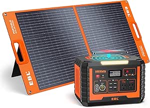 EBL 500W Portable Power Station with 100W Portable Solar Panel, 519.4Wh Solar Generator and Solar Panel Combo for Home and Outdoor Emergency Use