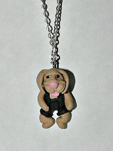 Wrinkly Dog Necklace, Hand Sculpted, Handmade