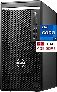 Dell 5000 Optiplex Tower Computer, Intel i7-12700K, 32GB RAM, 1TB NVMe SSD, AMD Radeon RX640 4GB, Mini-DisplayPort, USB-C, DVD-RW, Wi-Fi, BT, Windows 11 Pro, Black Desktop