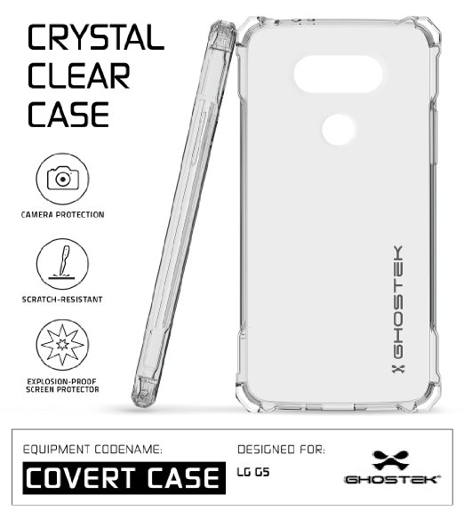 LG G5 Case, Ghostek Covert Series for LG G5 Premium Impact Slim Hybrid Protective Armor Case Cover | Clear TPU Exchange | Explosion-Proof Screen Protector | Ultra Fit (Clear)