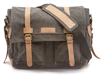 Sweetbriar Classic Laptop Messenger Bag, Black - Canvas Pack Designed to Protect Laptops up to 13 Inches