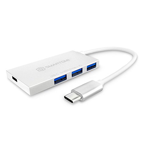 USB C Hub, SmartOmi Portable Aluminum USB 3.0 Type C Hub with 3 USB 3.0 Ports for USB Type-C Devices, any PC with type-C - Silver