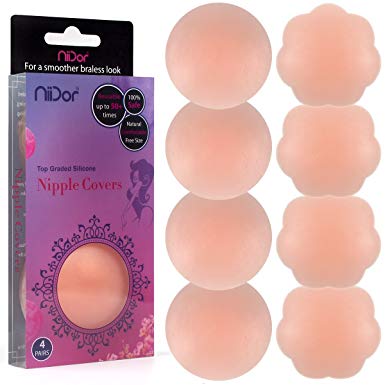 SHINYMOD Nipple Covers, Pasties 4 Pairs Self Adhesive Reusable Breast Petals