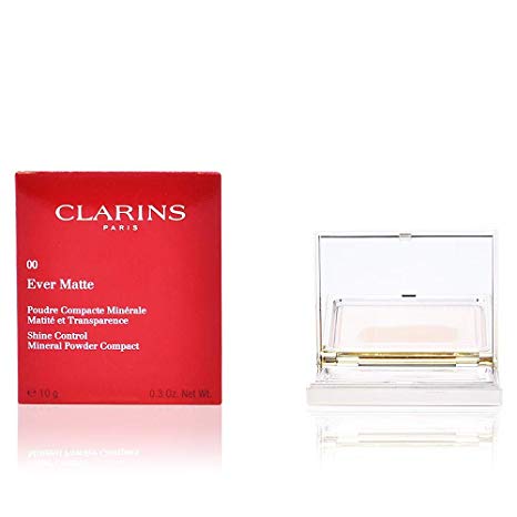 Clarins Ever Matte Shine Control Mineral Powder Compact, No. 02 Transparent Medium, 0.35 Ounce