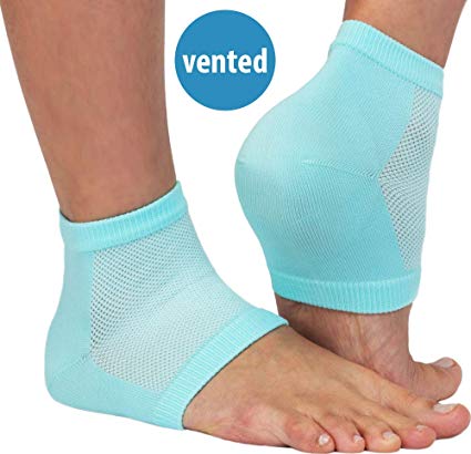 NatraCure Vented Moisturizing Gel Heel Sleeves - 2 Pairs - (608-M RET2PK) - Size: Regular