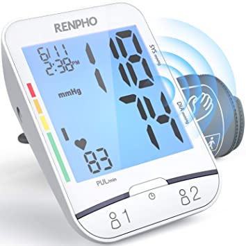 RENPHO Blood Pressure Monitor with Digital Largest Display, Upper Arm Accurate Automatic BP Machine for Home Use with Speaker, Alarm Clock, X-Large Cuff 17 in, 2-Users