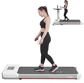 Superun Walking Pad Treadmill Under Desk,Jogging and Walking Treadmill for Home & Office,2 in 1 for Small Spaces Standing Portable Treadmill for Apartment,Fit 300 Lbs