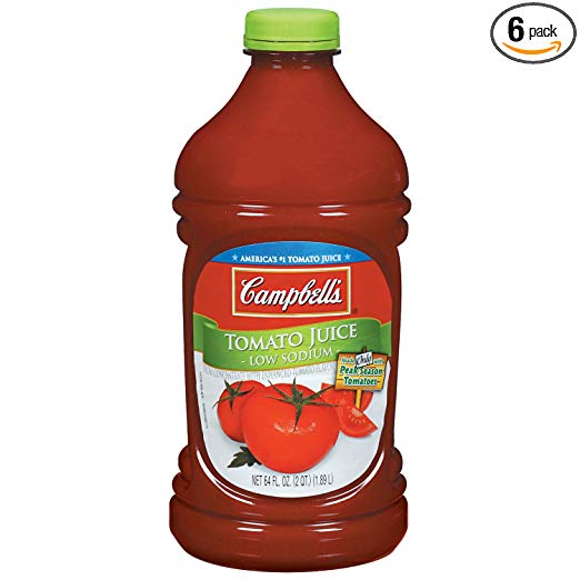 Campbell's Tomato Juice, Low Sodium, 64 Ounce (Pack of 6) (Packaging May Vary)