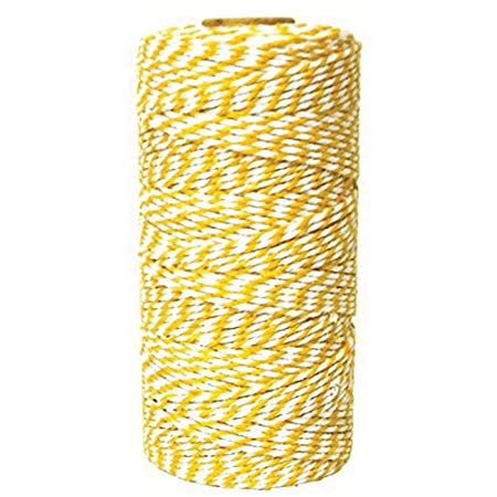 Just Artifacts ECO Bakers Twine 110yd 12Ply Striped Mustard Yellow - Decorative Bakers Twine for DIY Crafts and Gift Wrapping