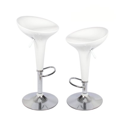 Homall barstools Modern Bombo Style Swivel Adjustable Stools For Home,Kitchen,Office ,Synthetic Hydraulic Counter Stools (White Set of 2)