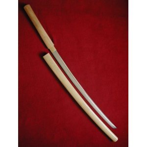 Handmade Sharp Japanese Samurai Shirasaya Katana Sword w High Gloss Wood Saya
