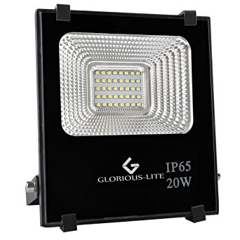 GLORIOUS-LITE LED Flood Light, 20W(100W Halogen Equiv) Outdoor Led Floodlight, IP66 Waterproof Outdoor Work Lights, 6500K Daylight White, 1800lm, 110V