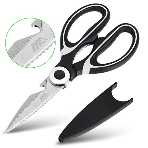 Adoric Kitchen Scissors,Stainless Steel Heavy Duty Kitchen Shears,Multi Purpose Scissors for Poultry,Meat,Fish,Vegetables, BBQ and Nut Cracker