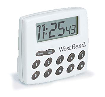 West Bend 40005X Easy to Read Digital Magnetic Kitchen Timer Features Large Display and Electronic Alarm, White
