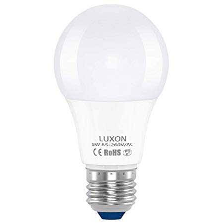 Dusk to Dawn Light Bulb 5-Watt Sensor Lights Bulb Auto on/off A19 E26 Base Indoor Outdoor LED Light Bulbs 450 Lumens 2700-Kelvin Warm White Night Lights By LUXON