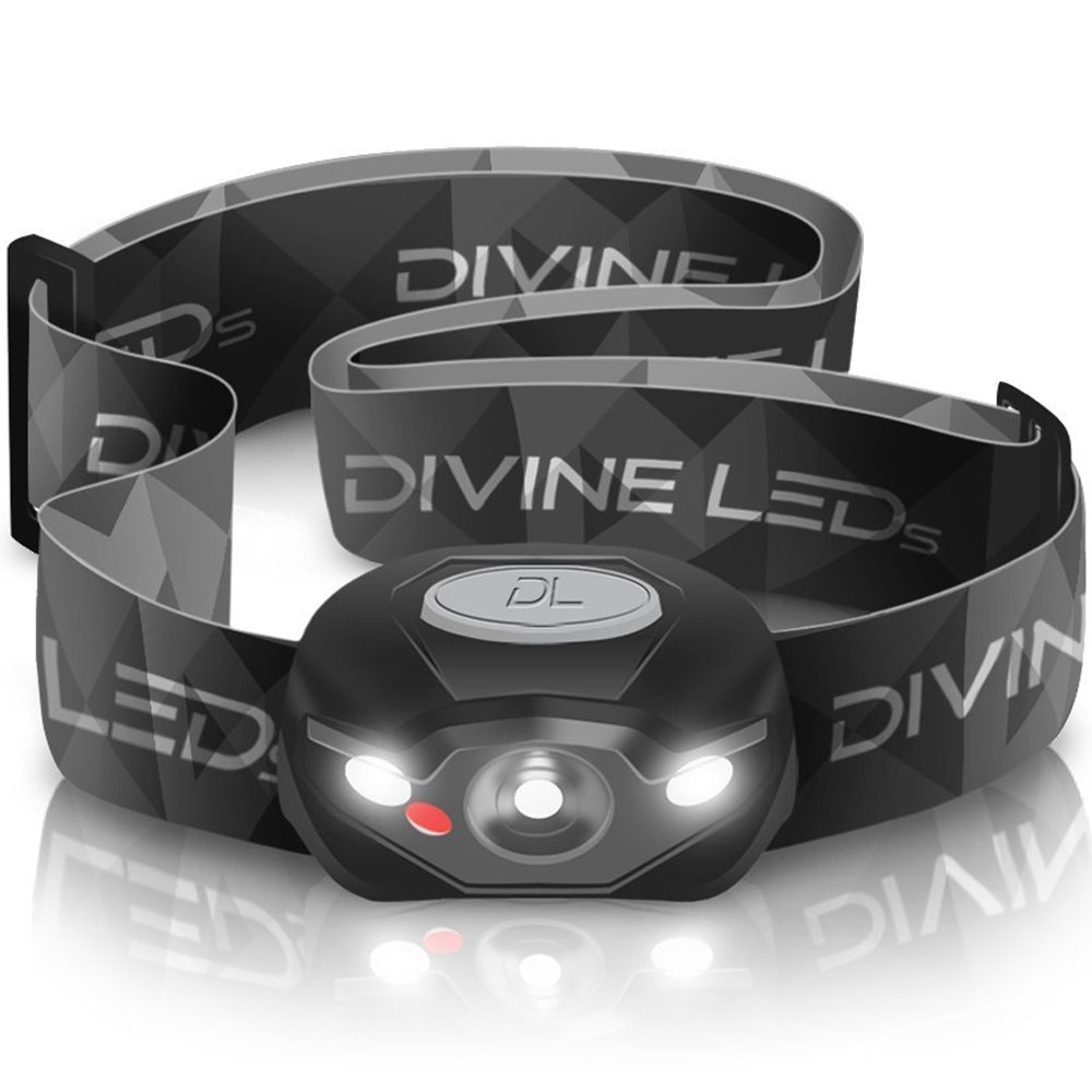 Ultra BRIGHT LED Headlamp with LIFETIME WARRANTY- 200 More Comfortable with EXTENDED Battery Life - Fully Adjustable - Includes Red Beam - Fully Dimmable - Strobe Light - 100 Water Resistant - Perfect for Camping Running Fishing Reading Hunting DIY and Much More - Now With a Lifetime Warranty --3AAA Batteries Included-- Divine LEDs