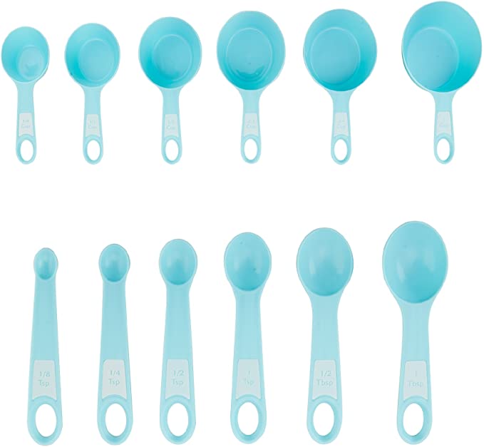 Farberware Baker's Advantage Set of 12 Measuring Cups and Spoons, Aqua