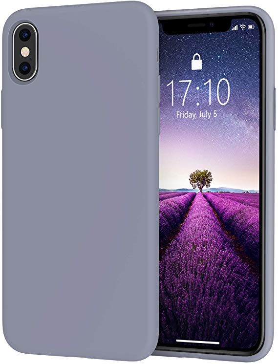 for iPhone X XS Case, OTOFLY [Silky and Soft Touch Series] Premium Soft Button Silicone Rubber Full-Body Protective Bumper Case Compatible with Apple iPhone X/iPhone Xs 5.8 inch， (Lavender Gray)