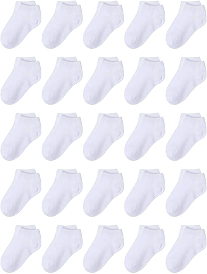 Cooraby 25 Pairs Kids' Low Cut Socks Half Cushion Sport Ankle Athletic Socks