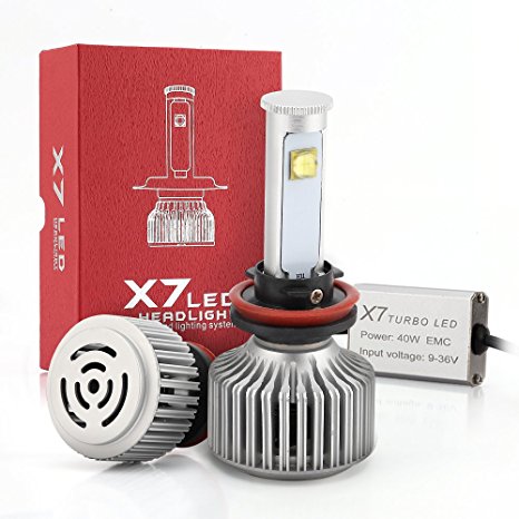 Mwill LED Headlight Bulbs Conversion Kit-H11(H8,H9),Used 80w 7200lm 6000K Cool White Chip,50000 Hours,3 Yr Warranty