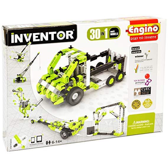 Engino Inventor - 30-IN-ONE |BUILD 30 Motorized Models | Assemble Drag Racer, Drawbridge,  Truck , T-Rex, Helicopter, Elevator and so much more | STEM Construction Kit