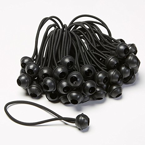 (Bag of 75) Carl’s 6" Black Ball Bungees for DIY Projector Screen (Mounting)