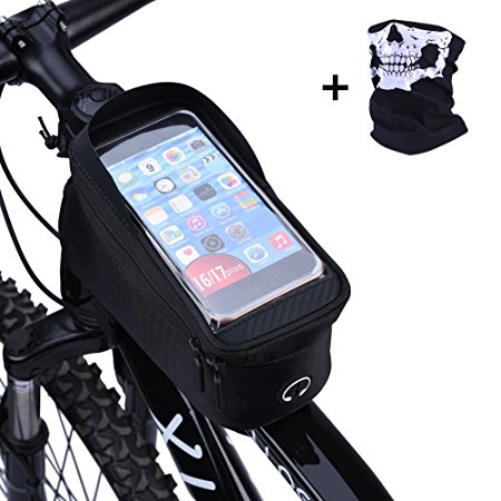 Ejoyous Bike Bag, 6.0" Touch Screen Portable Road Mountain Bicycle Panniers Cell Phone Holder For Outdoor Cycling With Skull Face Mask for Valentines Day