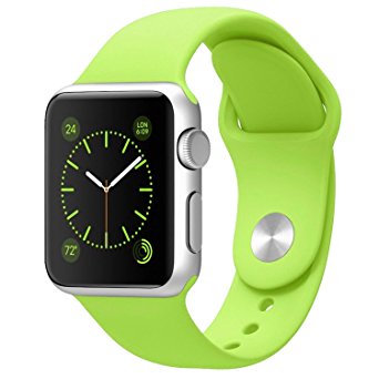 Yearscase 38MM Soft Silicone Sport Replacement Band for Apple Watch Series 1 2 3, S/M Size (Green)