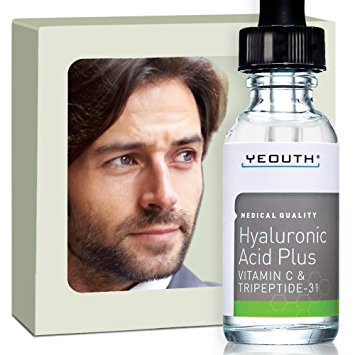 Men's Best Anti Aging Vitamin C Serum with Hyaluronic Acid & Tripeptide. Maximum Percentage Vitamin-C Topical Vit C Can Make Your Face Look Ten Years Younger! 100%