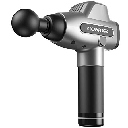 Conor Massage Gun, 5 Adjustable Speeds Powerful Cordless Muscle Massage Gun with 4 Kinds Massage Heads Handheld Deep Tissue Muscle Massager for Muscle Tension Pain Relief