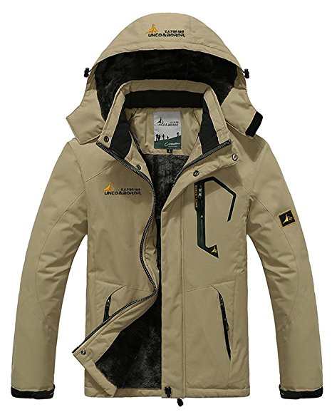 Men's Fleece Outerwear Jackets Outdoor Waterproof Coat Athletic Shell Hooded