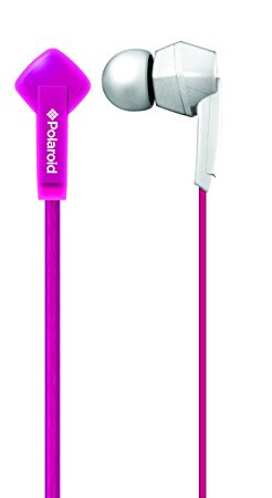 Polaroid PHP732WHPK Tangle Free Universal Earbuds with Mic for all Devices, Smartphones and Tablets, Pink