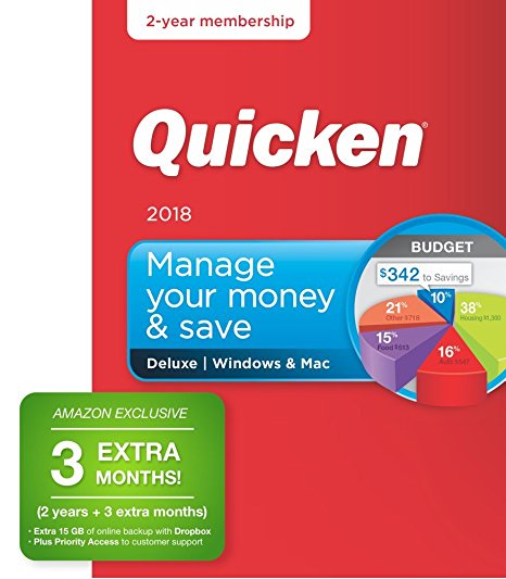 Quicken Deluxe 2018 - Personal Finance & Budgeting Software [Amazon Exclusive 27-month membership]