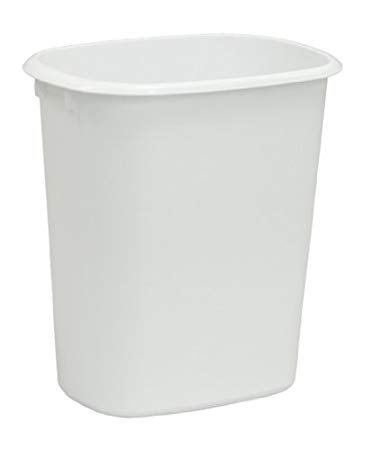 United Solutions WB0008 White Six Quart Indoor Wastebasket - 6QT 1.5 Gallon Rectangular Trash/Refuse Can in White