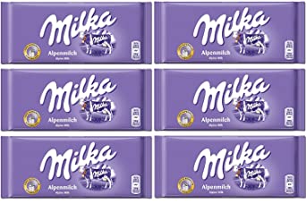 Milka Alpenmilch Alpine Milk Chocolate, 100g (Pack of 6)