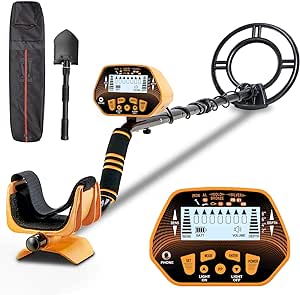 SUNPOW Metal Detector Metal Detector Professionali con Display LCD con Luce Regolabile, Funzione precisa e modalità Disc, Bobina di Ricerca Impermeabile da 25,4 cm